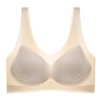Plus size Thin ice silk beautiful back gather bra wrap chest underwear deep V breathable small chest vest type seamless sleep bra women