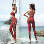 Women's yoga suit fashion slim gathering running dancing outdoor sports clothing Y26S5514 Y26K5512