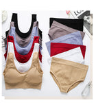 Underwear set women's no steel ring gathering comfortable breathable vest bra large size deep u sexy back plus size Panties and bra set 1602