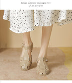 Sandals women's summer 2022 new sandals women's thick heel one word buckle sandals women 2633