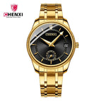 CHENXI couple watch full gold couple watch two needles and a half calendar men and women watches CX-069A