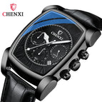 CHENXI's new multi-function sports watch men's leather rectangular waterproof luminous quartz men's casual watch CX-909