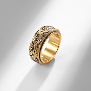 God's eye stainless steel ring men's rotatable antique titanium steel ring hand jewelry