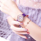GUOU 8217 New Online Celebrity Tiktok Same Starry Sky Watch Women's Fashion Trend Diamond Inlaid Korean Version Full Diamond Female Watch Students