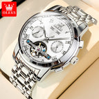 OLEVS men's watch Chilam celebrity endorsement multifunctional automatic mechanical watch hollow men's watch 6607