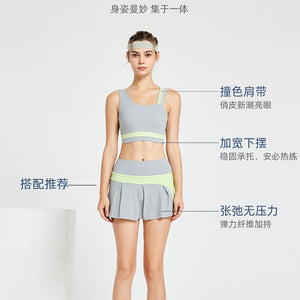 Tennis Skirt Sports Suit Women's Summer Breathable One-Piece Yoga Clothes Anti-Exposure Running Fitness Suit Skirt ENY170