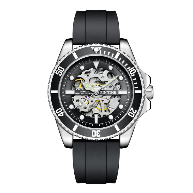 PINTIME Watch Green Automatic Mechanical Watch Luminous Waterproof Men's Watch Simple Clock 6945