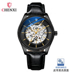 CHENXI new automatic mechanical watch men's waterproof simple business mechanical watch breathable leather strap watch CX-8803 leather