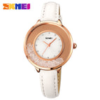 SKMEI women's watch fashion rotatable rhinestone lady student watch casual all-match thin leather ladies quartz watch
