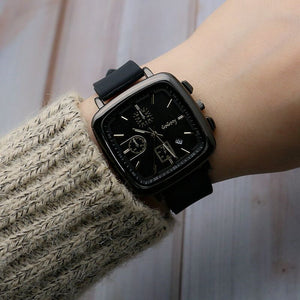 Calendar Square Six-Pin Women's Watch Quartz Watch fashion Girls Silicone Band quartz lady casual Watch 195