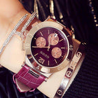 GUOU 8116 Fashion Women's Watches Rose Gold Luxury Ladies Wrist Watch Auto Date Watch Leather big dial watch