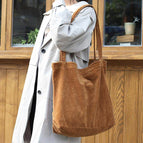 Korean fashion large capacity shopping bag leisure literature Canvas Handbag simple retro corduroy single shoulder women's bag sr111-3