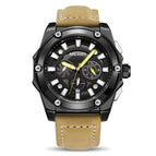 Megir Watch Men's Large Dial Multi-Function Timing Leather Sports Quartz men Watch 2122