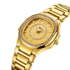 Missfox 2549 popular diamond inlaid leisure fashion women's watch gold waterproof quartz watch women's Casual watch