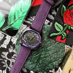 TT new women's trend personality fashion black square big red leather strap ladies watch 77005
