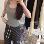Threaded knitted camisole women's seamless bottoming casual anti-glare all-match vest