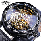 Winner Watch Men's Fashion Casual Classic Popular Rhinestone Hollow Manual Mechanical men Watch SLZg48