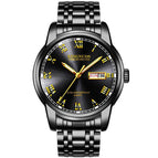 Kingnuos 1758 Double Calendar Steel Band Watch Round Genuine Quartz Watch Business Non Mechanical Watch