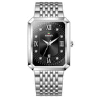 New rectangular men's pure steel belt simple sports outdoor calendar quartz watch waterproof watch 0118