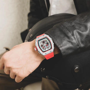 PINTIME 8110 Watch Big Dial Men Luxury Diamond  Watches Wrist Chronograph Male Sport Wristwatch Quartz Clock