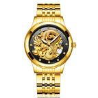 Mohdne Watch Leather Multifunctional Waterproof Gold Watch Dragon Watch Automatic Mechanical Hollow Men's Watch H666