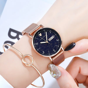 Disney Women Watch Double Calendar Belt Korean Fashion Trend Large Dial Quartz Watch Student Net Belt Women's Casual Watch 269 Gifts for Women