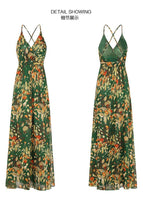Fashion Style Summer Bohemian Style Floral Long Maxi Spaghetti Strap Empire Dress Beach Dress Sundress