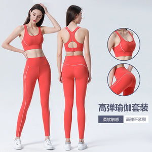 Yoga suit fashion sexy tights sports running fitness running dancing training Bra and legging women clothing 9101-6147