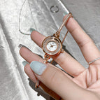 SKHL Women's Watch Rhinestone Light Luxury Ladies Fashion Shell Face Temperament Quicksand Dial Niche Bracelet Watch
