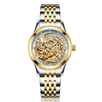 LAOGESHI dragon and phoenix steel strap couple watch mechanical hollow luminous waterproof watch automatic mechanical watch