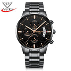 NIBOSI 2309 Men Watch Chronograph Sport Mens Watches Top Brand Luxury luminous Waterproof Full Steel Quartz Gold Clock Men