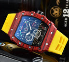 Watch for me Barrel-Shaped Quartz Watch Fashion Six-Pin Running Seconds Wood Grain Waterproof Men's Watch 9791F