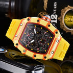 Watch for men Fashion Hollowed-out Barrel Quartz Watch Richard Six-Pin Walking Seconds Sports Casual Men's Watch 1035