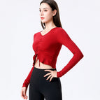 2022 new style yoga Top autumn and winter sports long-sleeved running fitness sportswear thin quick drying T-shirt top 8077