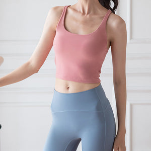 High Elastic Fitness Yoga Clothes Sports Bra with Chest Pad Vest Women's Slim-Fit Beauty Back Short Top Yoga Clothes Women A045