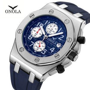 ONOLA ON6805 Fashion Sports Men's Watch Silicone Band Waterproof Multifunctional Quartz Watch Men