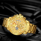 WWOOR 8879 Men's Steel Quartz Watch Rope Six-Pin Multi-Functional Watrproof Watch Code Watch 8879