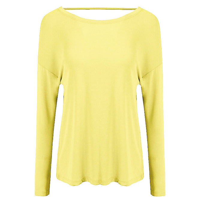 Yoga Clothing Top Women's Long-Sleeved Back Blouse Loose Quick-Drying Sports Jacket Pilates Workout Clothes T190607