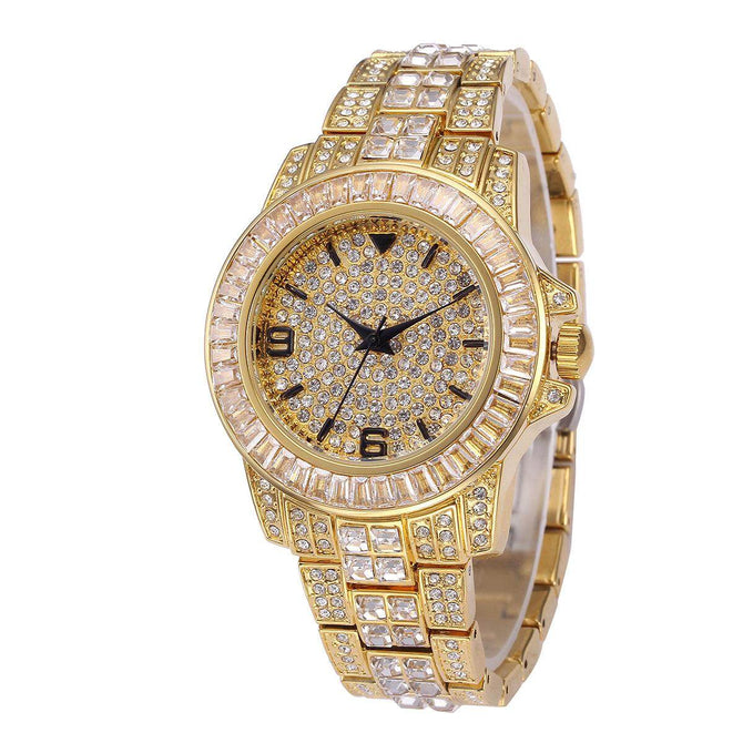 MISSFOX new fashion high-end diamond-encrusted men's watch stainless steel waterproof quartz watch v291