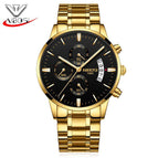 NIBOSI 2309 Men Watch Chronograph Sport Mens Watches Top Brand Luxury luminous Waterproof Full Steel Quartz Gold Clock Men