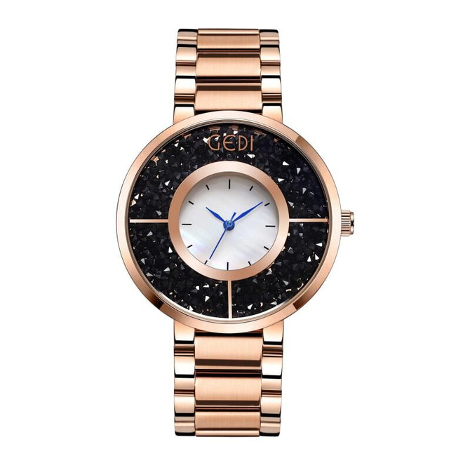 GEDI Creative Star Ring Women's Watch Fashion Flowing Good Luck Stone Stainless Steel Wrist Watch Women's Fritillary Watch 9438