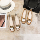 2022 summer new flat soft leather scoop shoes fashion flat square toe shoes women 888-16
