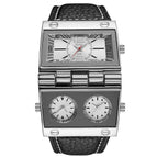 Oulm 9525 Men's watch Large dial Fashion watch Multi time zone Rectangular quartz men's watches causal three dials watch