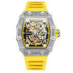 ONOLA ON3829D watch for men Fashion full diamond automatic mechanical watch men's silicone strap waterproof watch