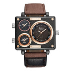 Oulm large dial casual men's watch domineering multi-time zone square quartz men's watch military watch HP3595