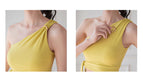 New High Elastic Fitness Yoga Clothes One Shoulder Sports Bra Vest Women's Beauty Back Short Top Yoga Clothes Women's Summer A054