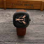 Punk Square Turntable Boys Watch Trendy Men's Turntable Fashion Clock All-Match Belt Quartz Watch 58991