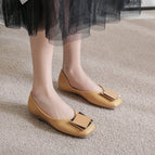 Square head flat sole single shoes 2022 new spring scoop shoes women's one pedal office lady shoes 555-2