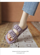 Sandals women's 2022 summer new slippers pleated flat bottom all-match outer wear soft bottom sandals and slippers women 2263-91