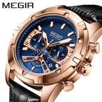 Megir Men's Watch Waterproof Multifunctional Timing Luminous Leather Sports Quartz Watch 2102